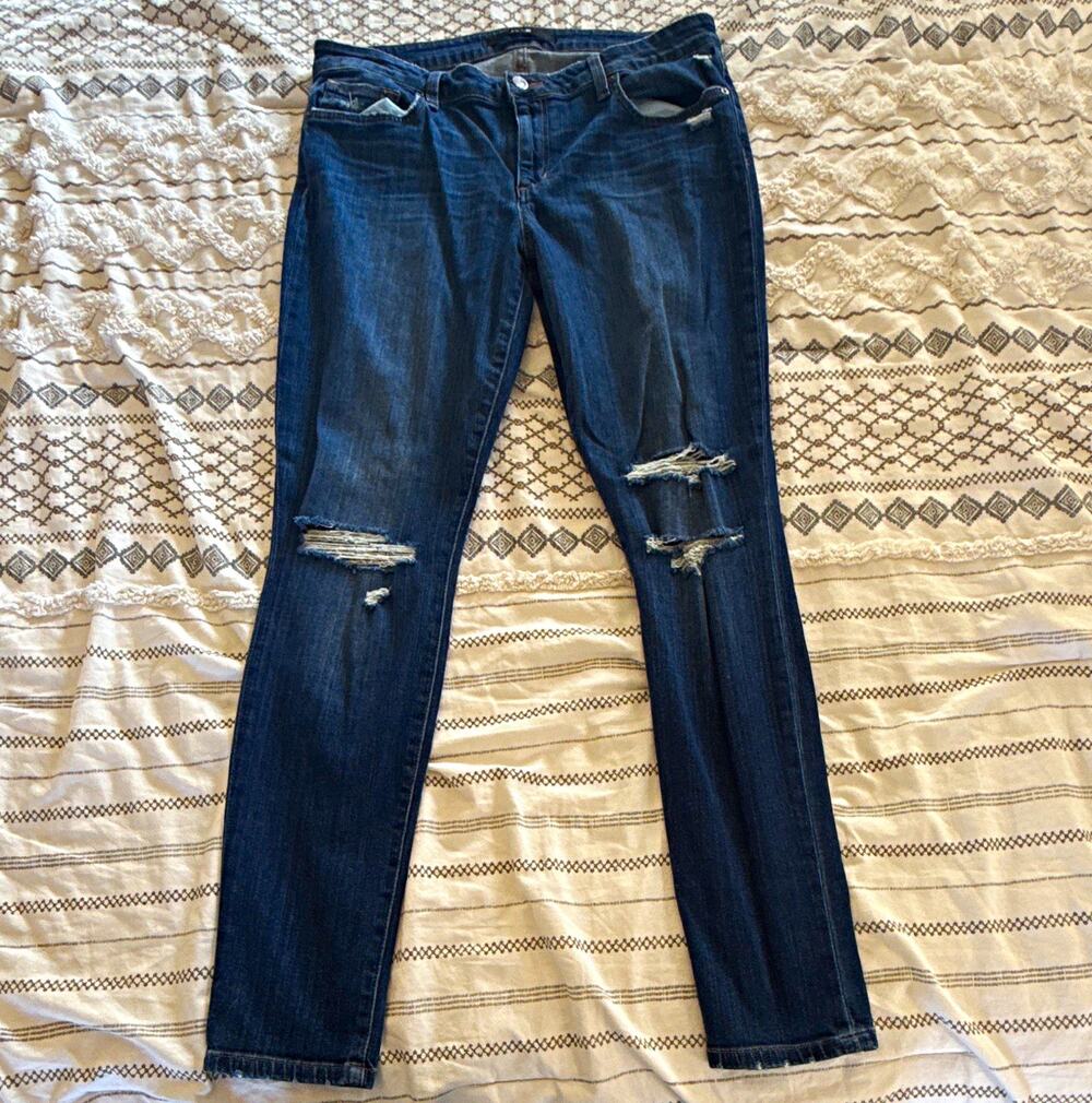 Joe's Jeans Women's Dark Wash Blue Distressed Stretch Skinny Jeans W31